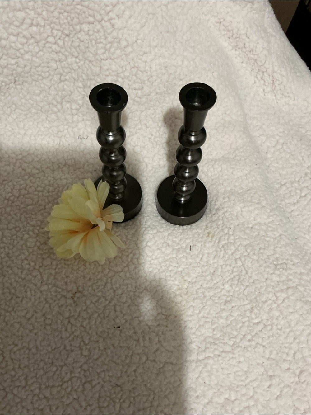 Metal Mulisha Black Spindle Candlestick Pair